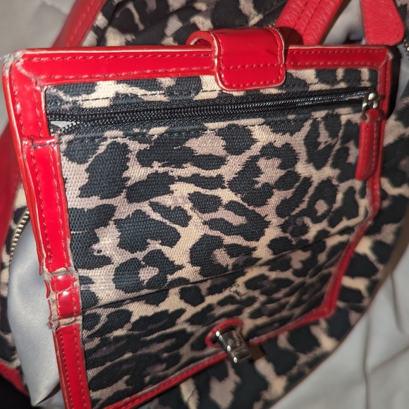 Coach bag red and leopard print with matching wallet - Picture 6 of 16